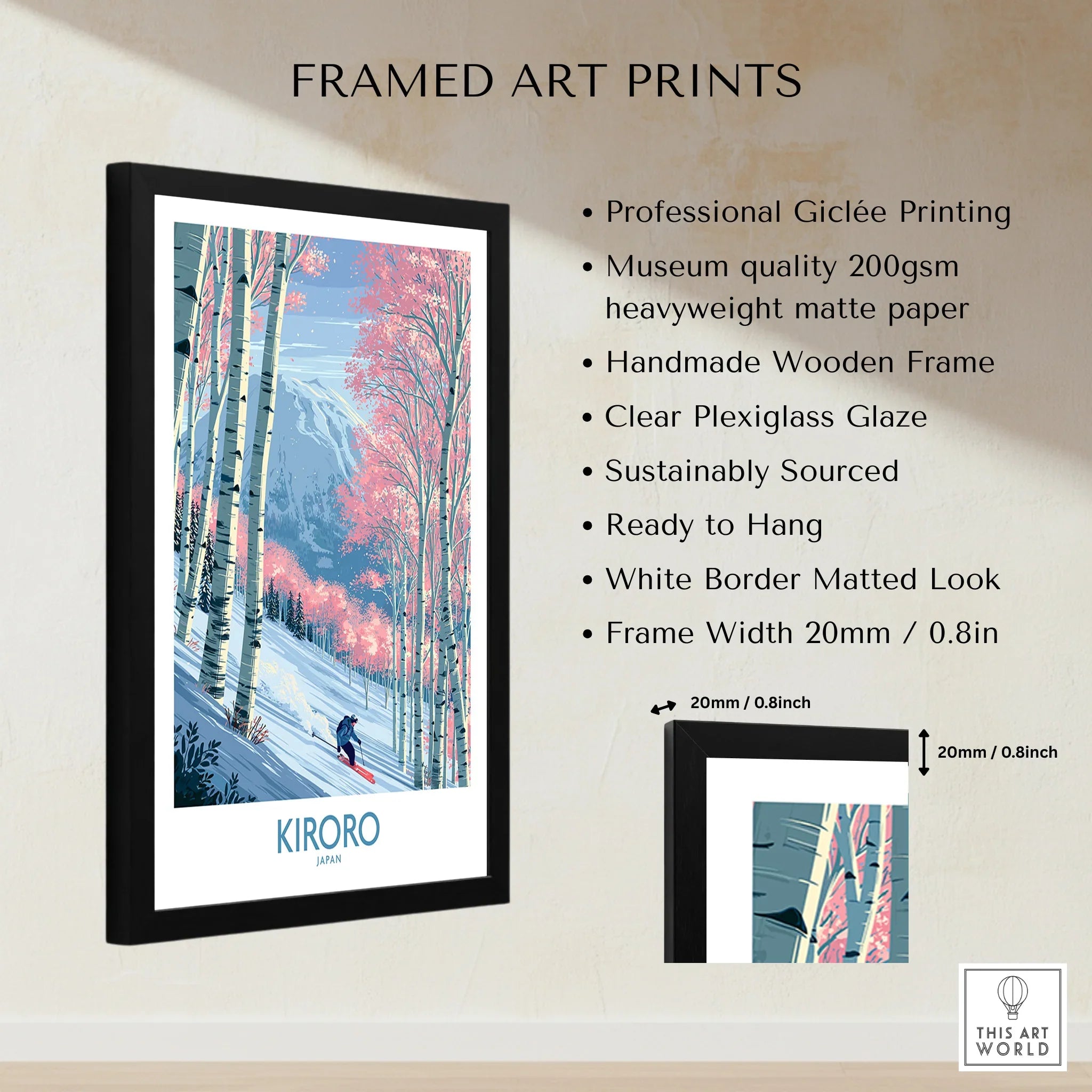 Kiroro Japan Cherry Blossom Wall Art — framed print details measurements quality details