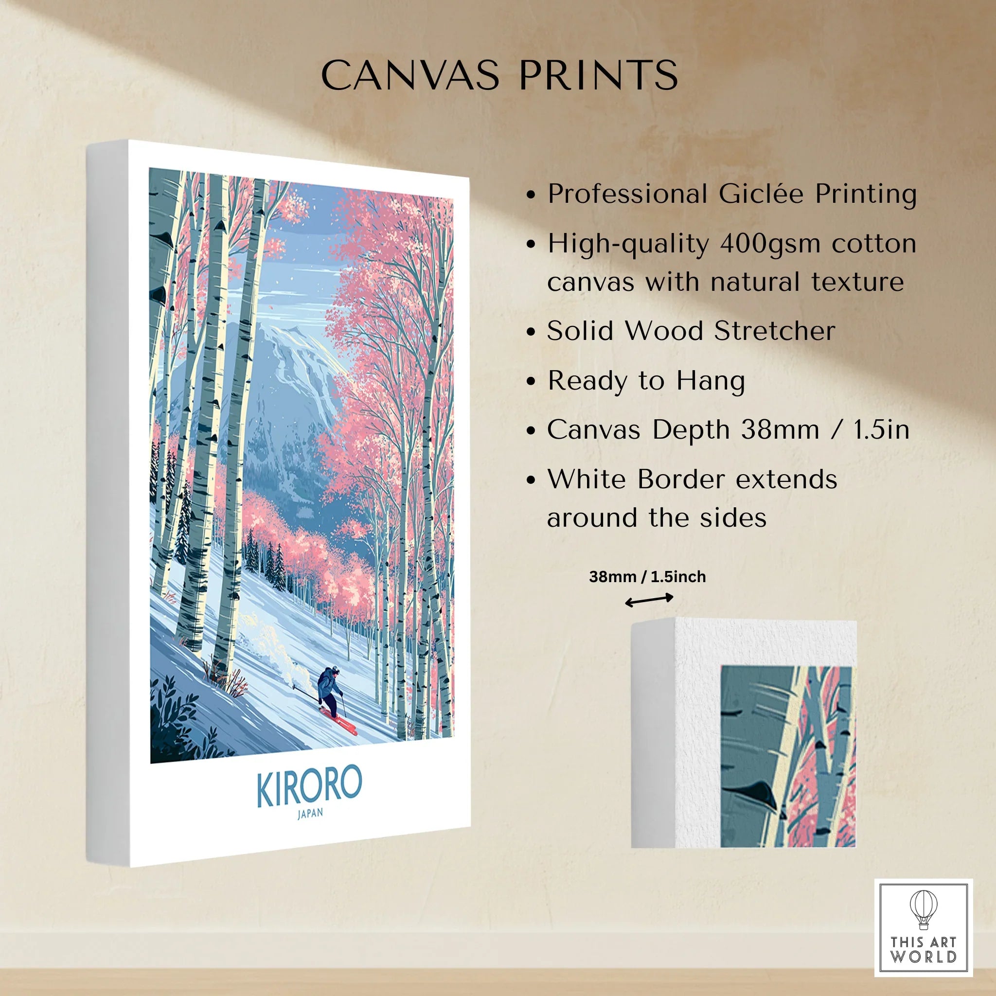 Kiroro Japan Cherry Blossom Wall Art — canvas print stretched cotton canvas details