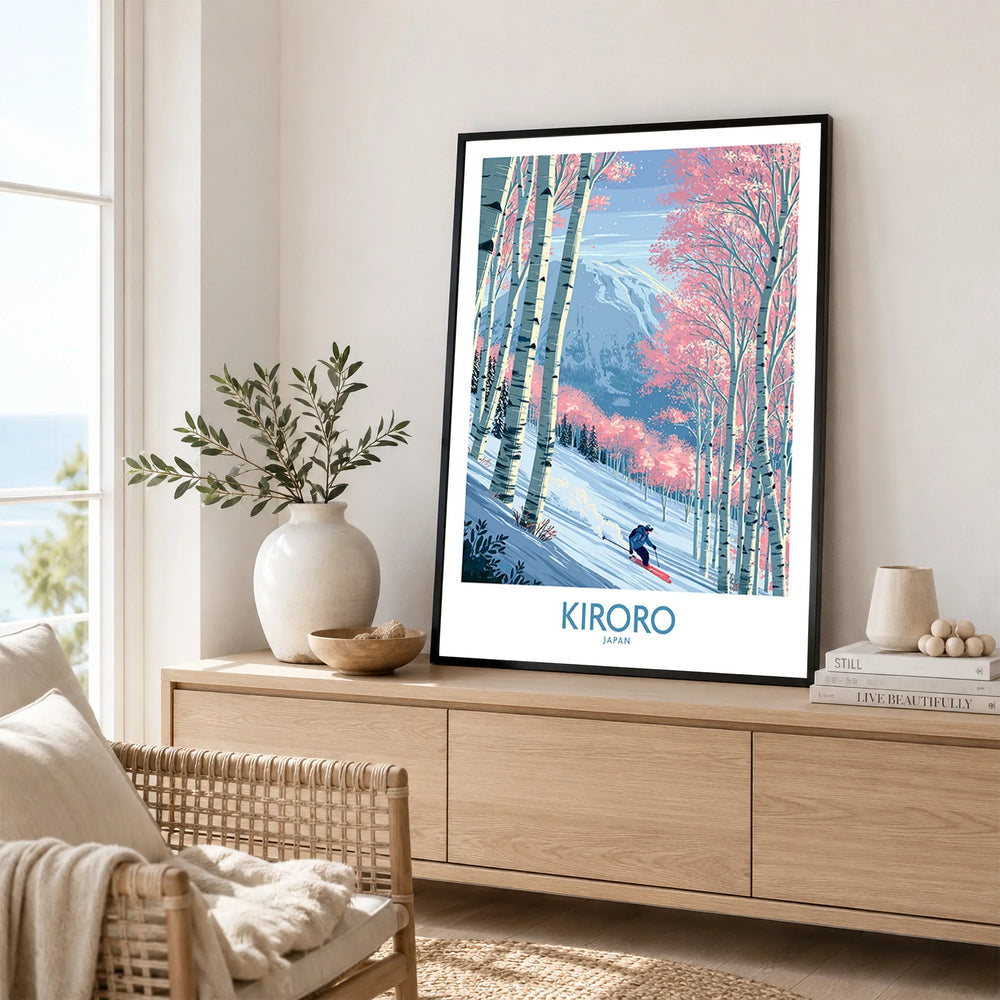 Kiroro Japan Cherry Blossom Wall Art — framed artwork living room lifestyle setting