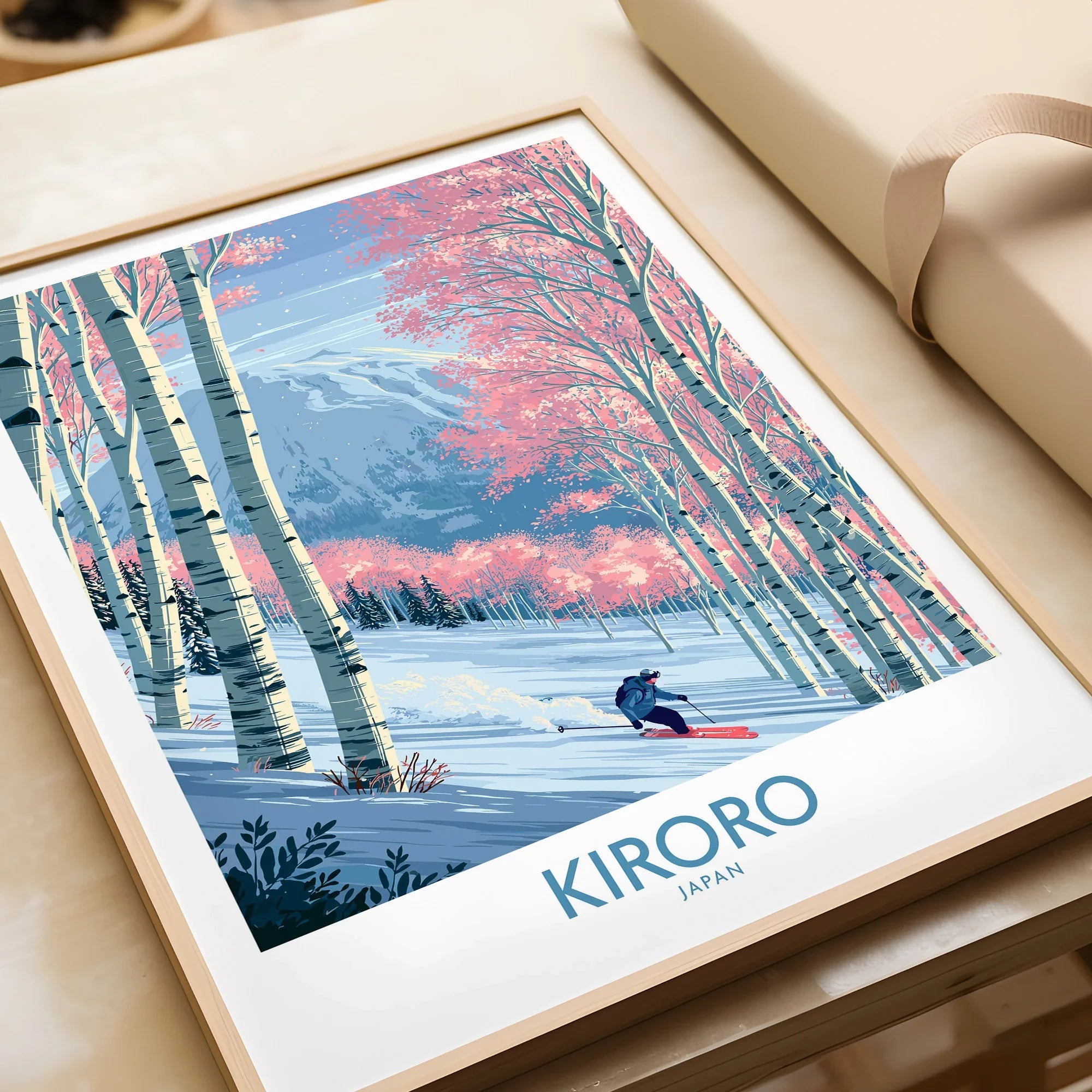 Kiroro Japan Cherry Blossom Wall Art — framed art print closeup gift unwrapped natural frame