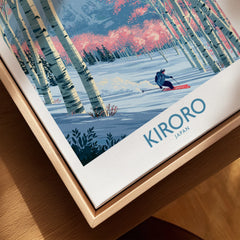 Kiroro Japan Cherry Blossom Wall Art — closeup framed canvas natural wood floating frame