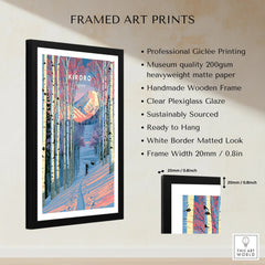 Kiroro Japan Birch Forest Travel Poster — framed print details measurements quality details
