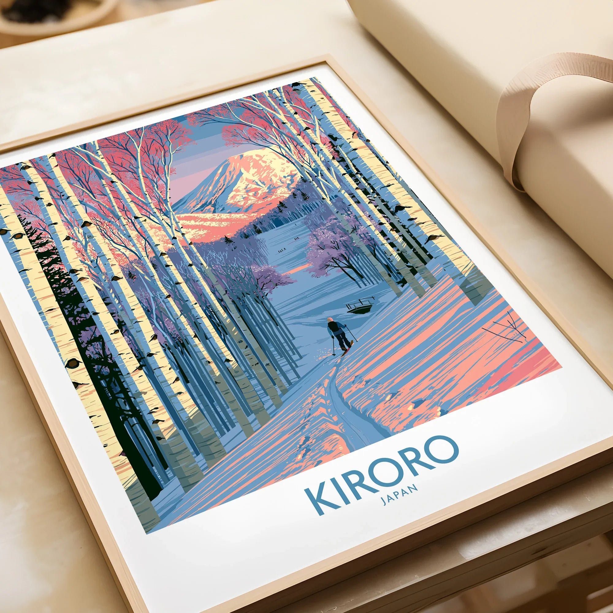 Kiroro Japan Trail Wall Art — framed art print closeup gift unwrapped natural frame