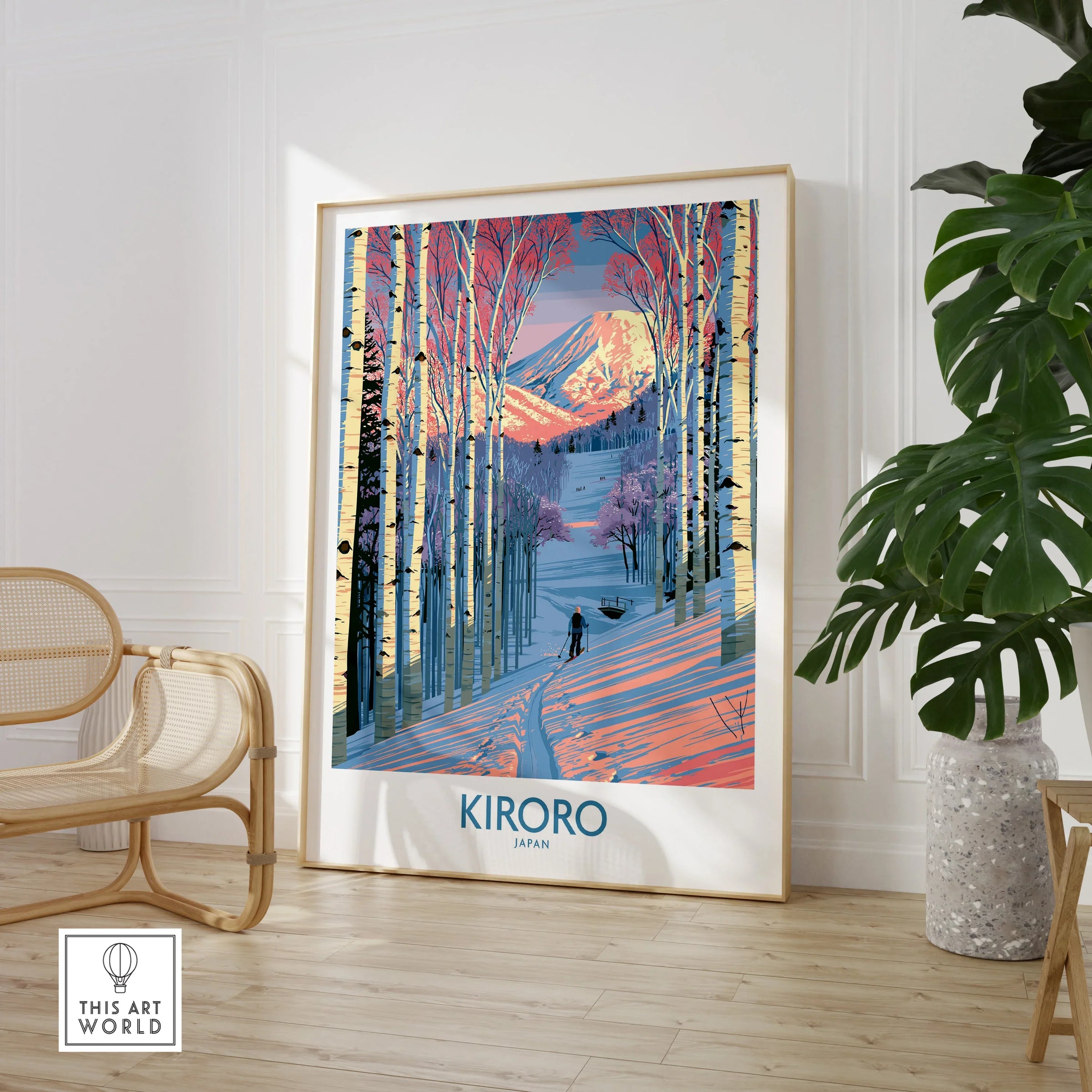 Kiroro Japan Trail Wall Art — large framed print room setting chair plant