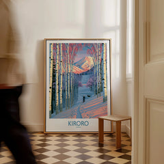 Kiroro Japan Trail Wall Art — framed canvas on floor man walking past