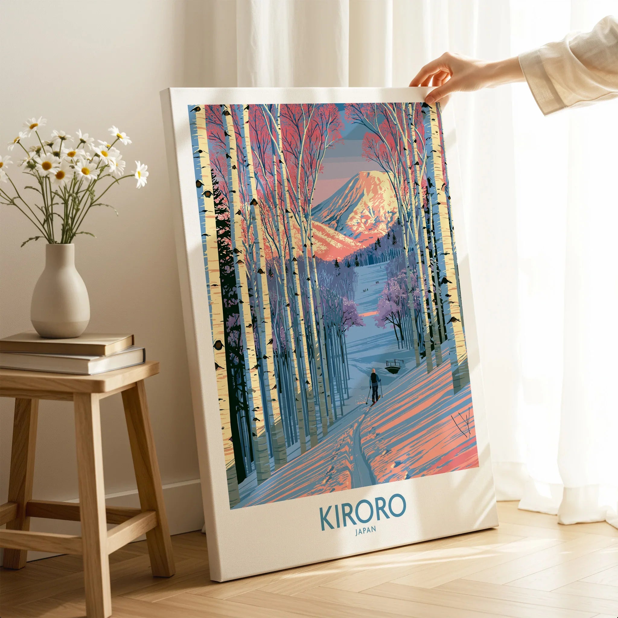 Kiroro Japan Trail Wall Art — canvas print mirror edge hand holding room setting