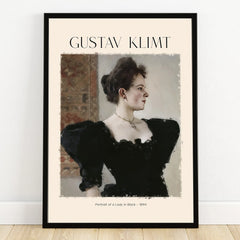 Gustav Klimt art print, Portrait of a Lady in Black, woman in black dress wall decor