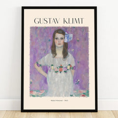 Framed Gustav Klimt wall art print of Mada Primavesi portrait on purple background