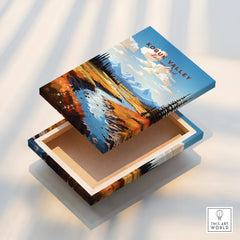 Kobuk Valley National Park wall art canvas with floating frame and landscape illustration