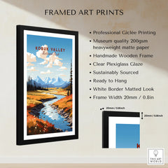 Framed Kobuk Valley National Park print with mountains, river, and frame details shown.