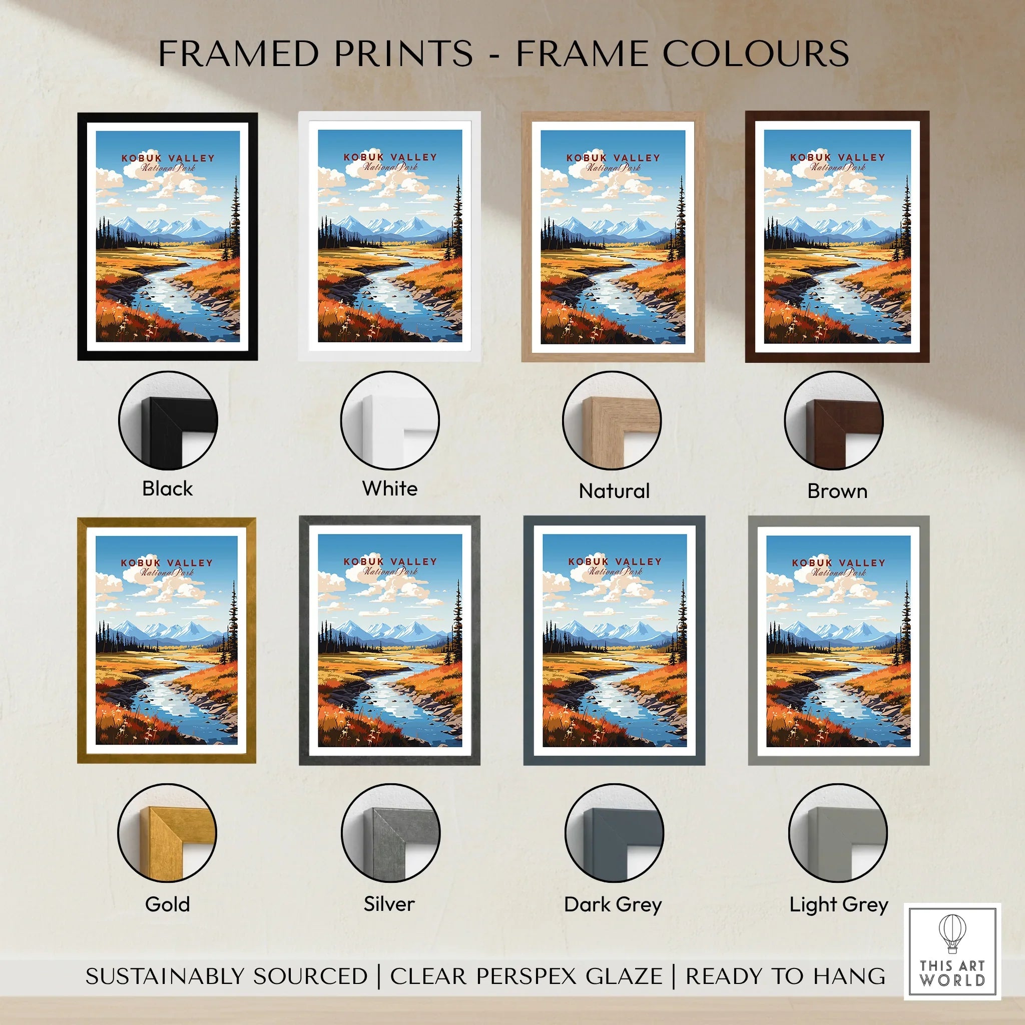 Kobuk Valley National Park print in eight frame color options, river landscape wall art