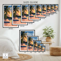Koh Lanta Travel Print size guide showcasing various print dimensions and home decor options.