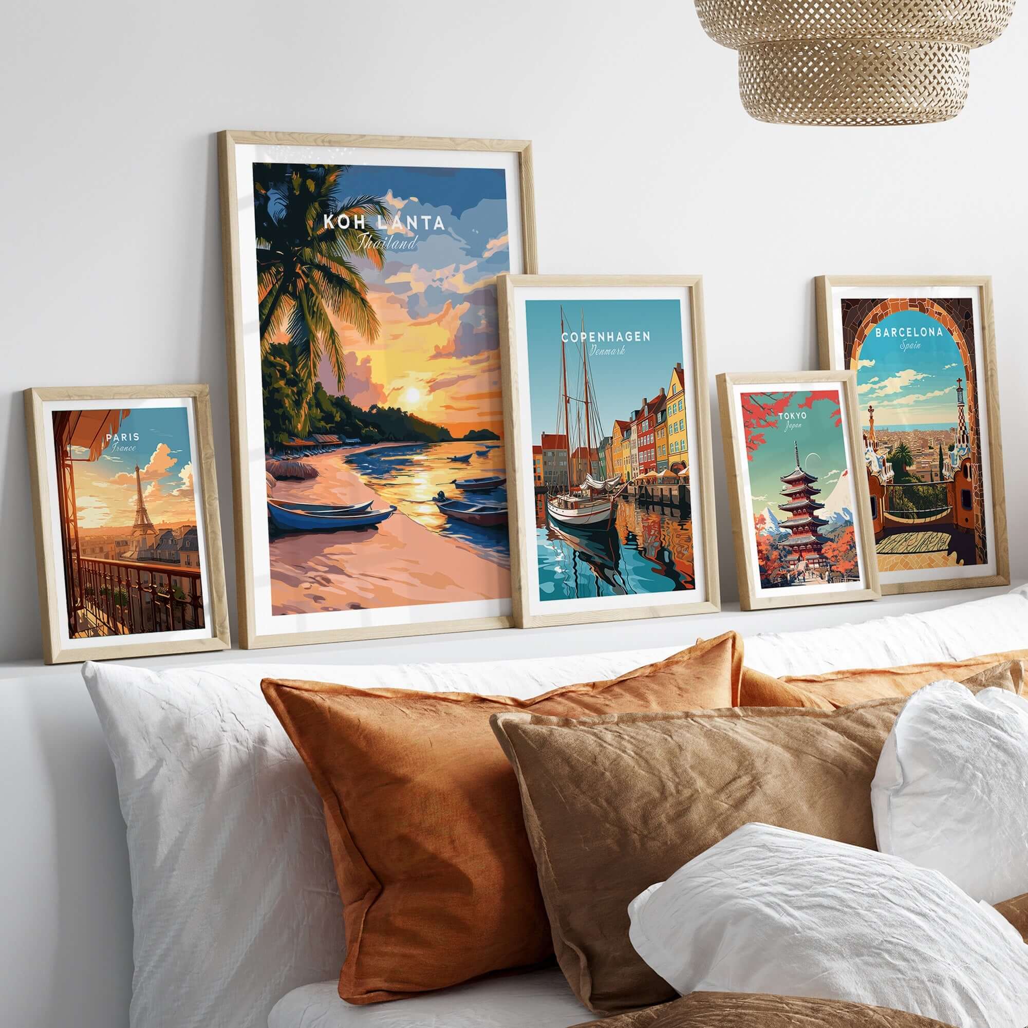 Koh Lanta Travel Print showcased in a stylish home decor setting with other travel prints.