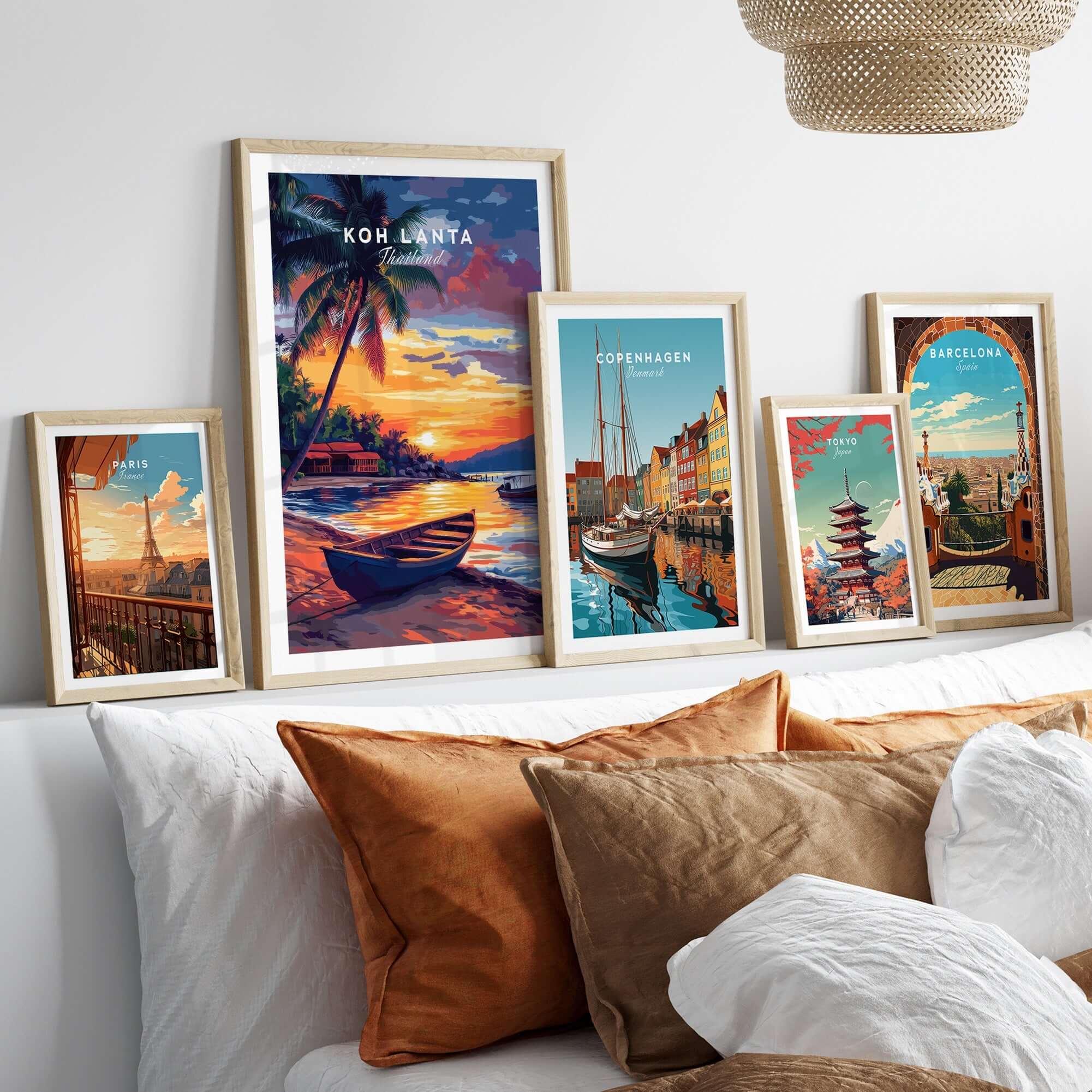 Koh Lanta Wall Art displaying vibrant colors and intricate designs on a cozy home wall decor