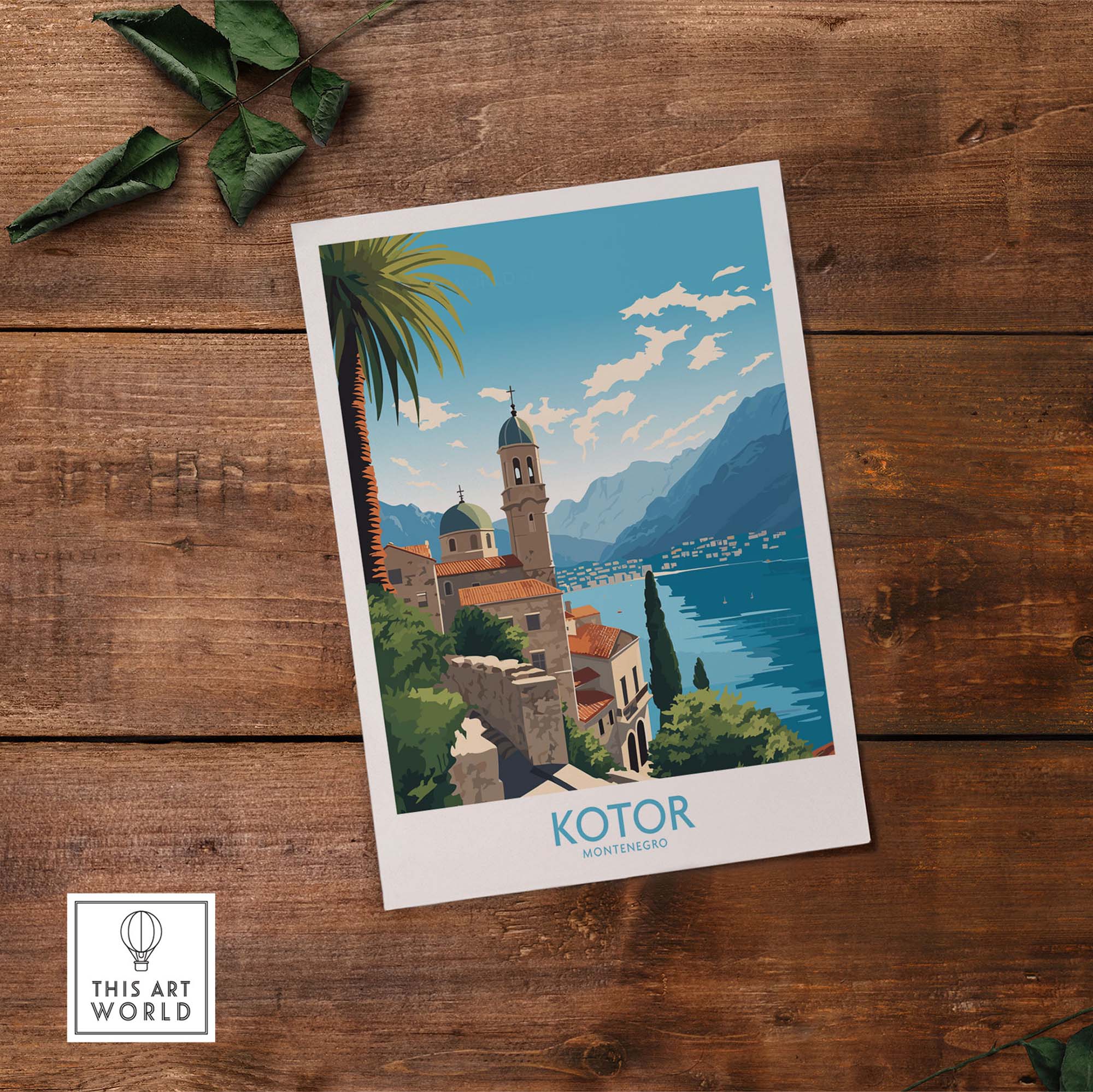 Kotor Montenegro wall art print featuring coastal scenery and vibrant colors, perfect for home decor.