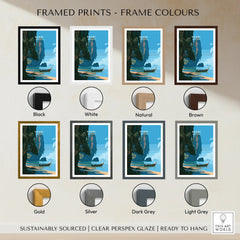 Krabi Thailand Longtail Boat Travel Poster — framed print colour options