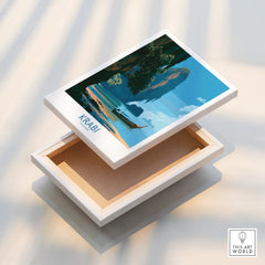 Krabi Thailand Beach Cliffs Wall Art — stretched canvas print floating detail mirror edge