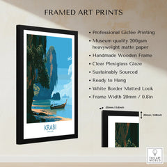 Krabi Thailand Beach Cliffs Wall Art — framed print details measurements quality details