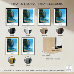 Krabi Thailand Beach Cliffs Wall Art — framed canvas float frame colour options