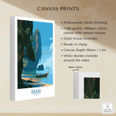 Krabi Thailand Beach Cliffs Wall Art — canvas print stretched cotton canvas details
