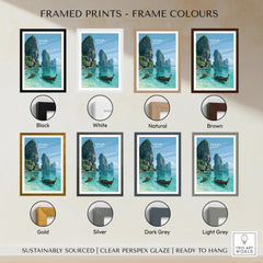 Krabi Thailand Limestone Cliffs Travel Poster — framed print colour options