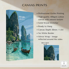 Krabi Thailand Limestone Cliffs Travel Poster — canvas print stretched cotton canvas details