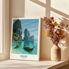 Krabi Thailand Karst Bay Wall Art — canvas print window setting with shadows flowers