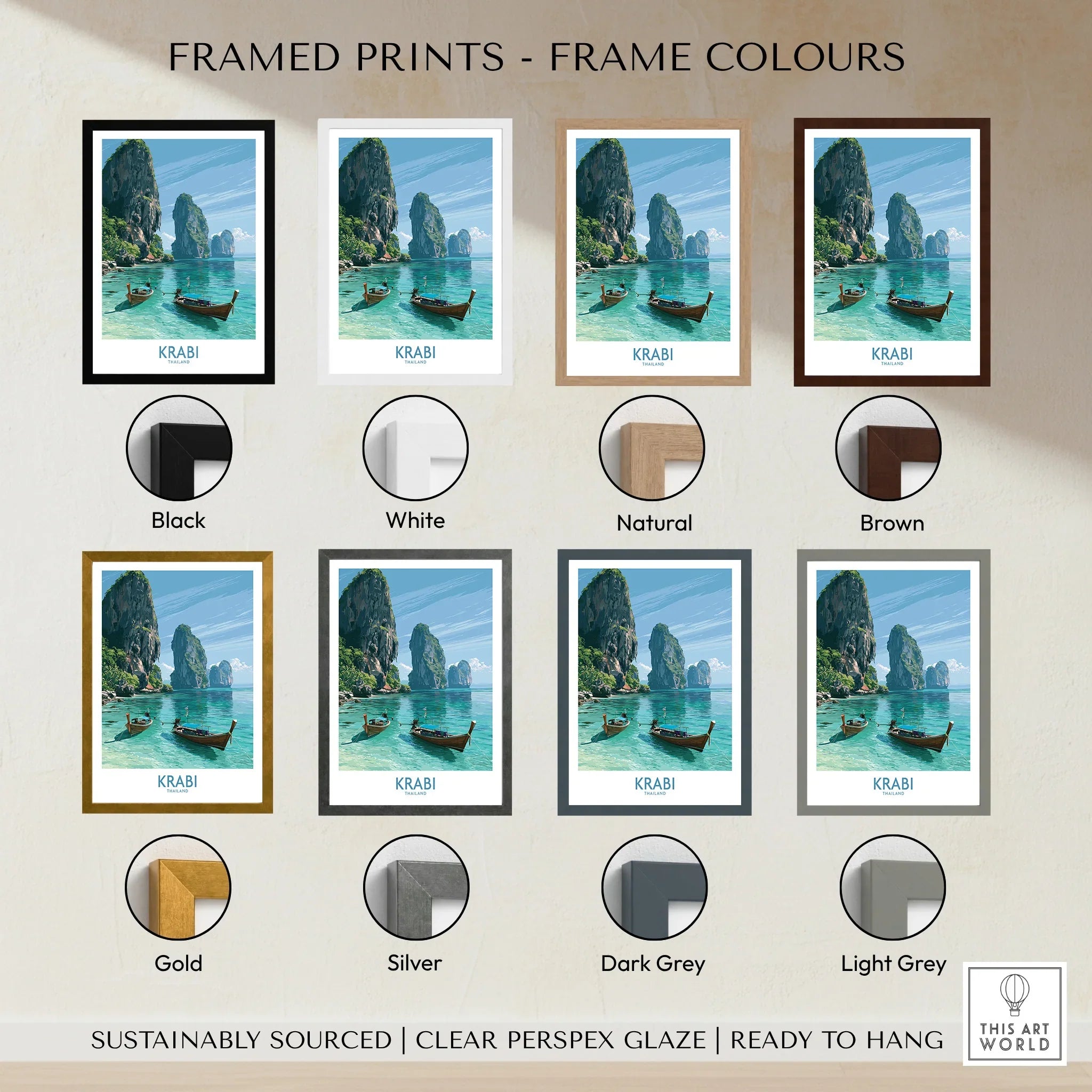 Krabi Thailand Karst Bay Wall Art — framed print colour options