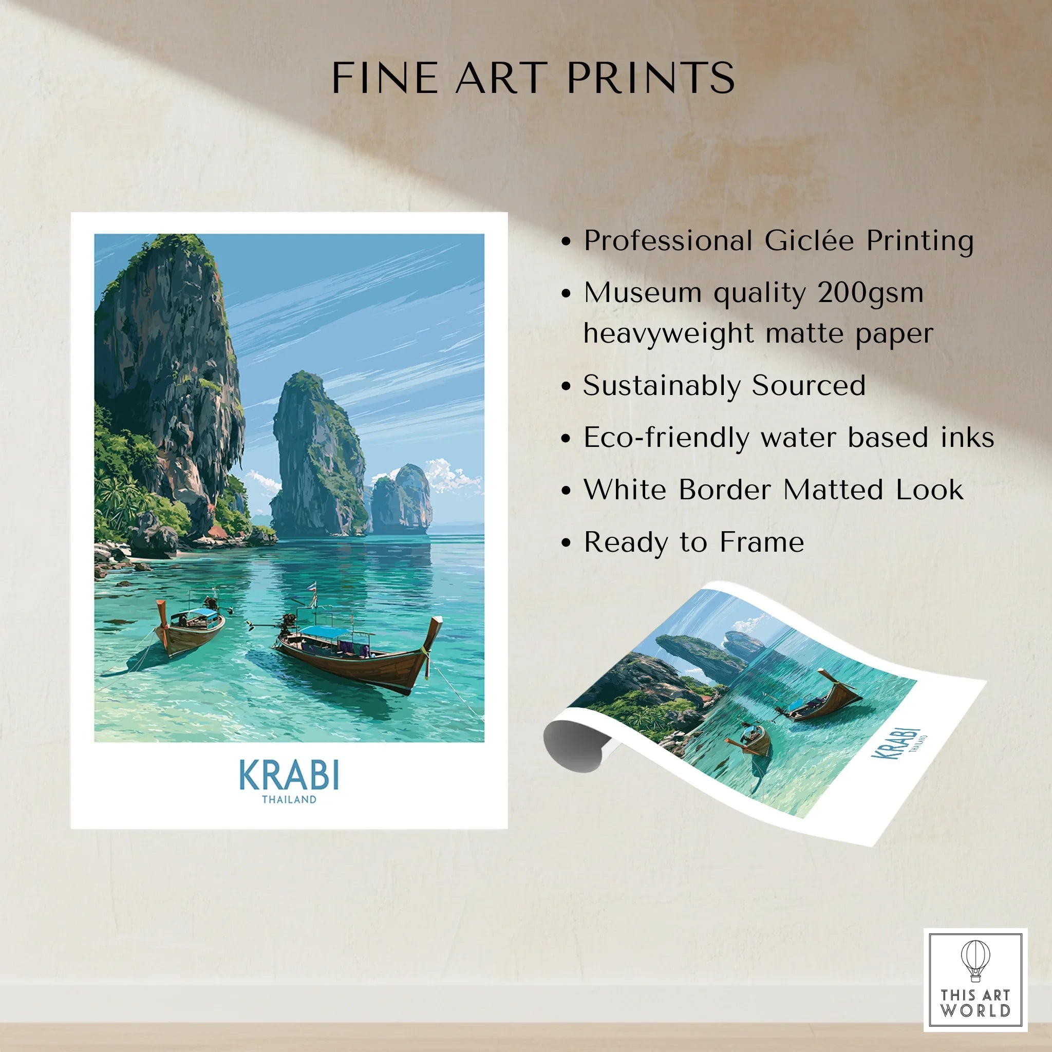 Krabi Thailand Karst Bay Wall Art — fine art print unframed quality details