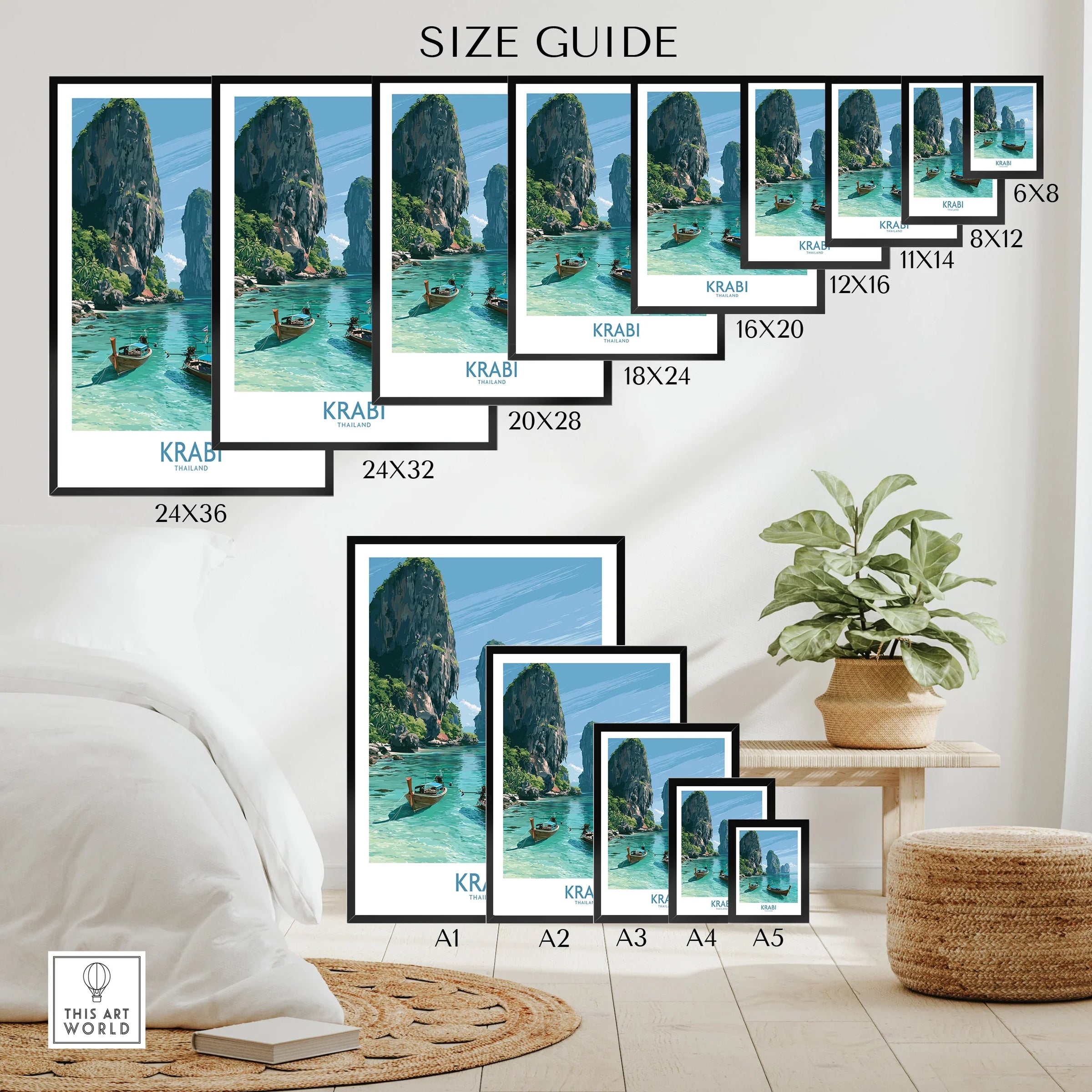 Krabi Thailand Karst Bay Wall Art — wall art poster size guide thisartworld