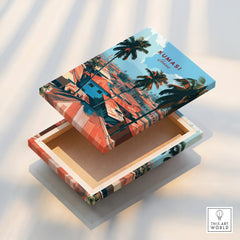 Kumasi Ghana Rooftops Travel Poster — stretched canvas print floating detail mirror edge