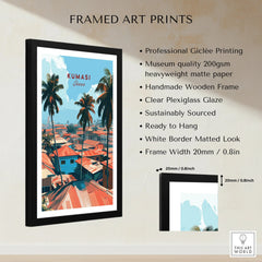 Kumasi Ghana Rooftops Travel Poster — framed print details measurements quality details