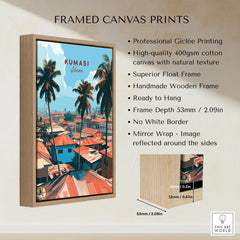 Kumasi Ghana Rooftops Travel Poster — framed canvas float frame details quality