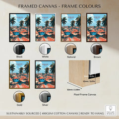 Kumasi Ghana Rooftops Travel Poster — framed canvas float frame colour options