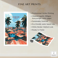 Kumasi Ghana Rooftops Travel Poster — fine art print unframed quality details