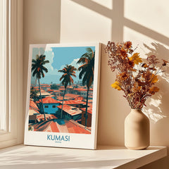 Kumasi Ghana Palm Rooftops Wall Art — canvas print window setting with shadows flowers