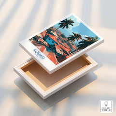 Kumasi Ghana Palm Rooftops Wall Art — stretched canvas print floating detail mirror edge