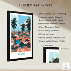 Kumasi Ghana Palm Rooftops Wall Art — framed print details measurements quality details
