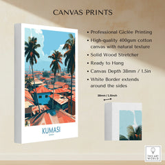 Kumasi Ghana Palm Rooftops Wall Art — canvas print stretched cotton canvas details