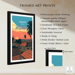 Kumasi Ghana Sunset Travel Poster — framed print details measurements quality details