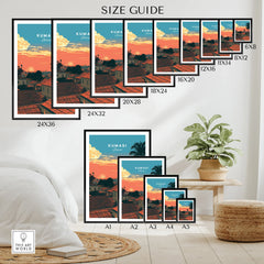 Kumasi Ghana Sunset Travel Poster — wall art poster size guide thisartworld