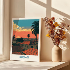 Kumasi Ghana Rooftop Sunset Wall Art — canvas print window setting with shadows flowers