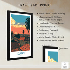 Kumasi Ghana Rooftop Sunset Wall Art — framed print details measurements quality details