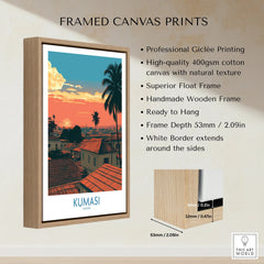 Kumasi Ghana Rooftop Sunset Wall Art — framed canvas float frame details quality