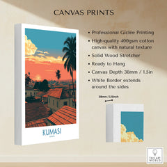 Kumasi Ghana Rooftop Sunset Wall Art — canvas print stretched cotton canvas details