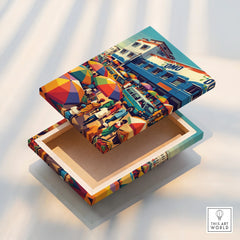 Kumasi Ghana Market Travel Poster — stretched canvas print floating detail mirror edge