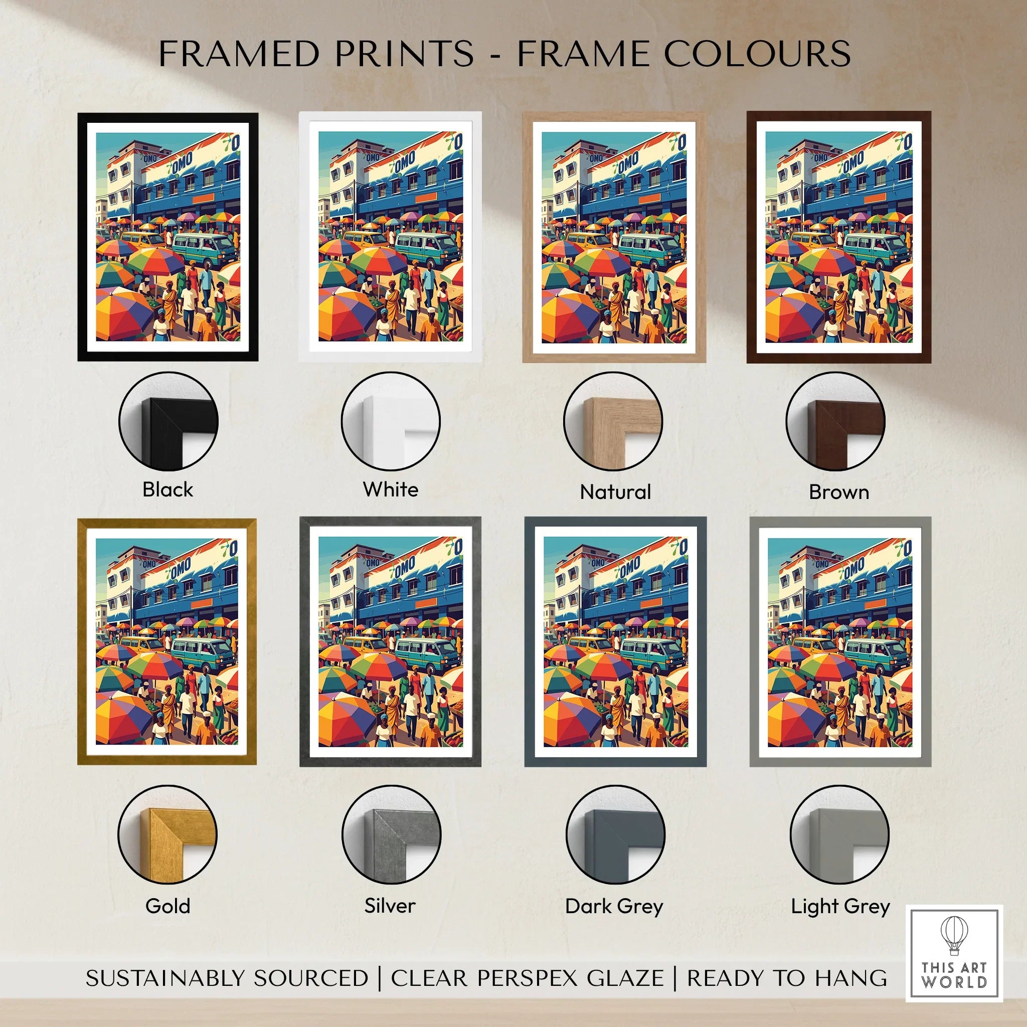 Kumasi Ghana Market Travel Poster — framed print colour options