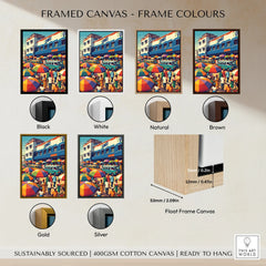 Kumasi Ghana Market Travel Poster — framed canvas float frame colour options