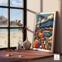 Kumasi Ghana Market Travel Poster — framed print window view natural wood frame