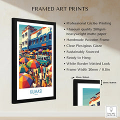 Kumasi Ghana Market Day Wall Art — framed print details measurements quality details